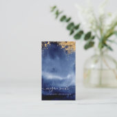 ルクセネイビー金ゴールド水色ジュエリー表示カード 名刺 (スタンド正面)