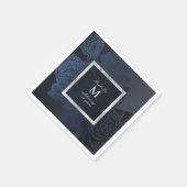 ルクセバラネイビーヴィンテージ植物学ブライダルシャワー スタンダードカクテルナプキン (角)