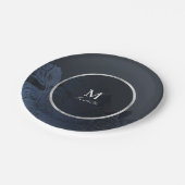 ルクセバラネイビーヴィンテージ植物学ブライダルシャワー ペーパープレート (アングル)