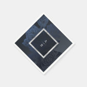 ルクセバラネイビーヴィンテージ結婚植物学モノグラム スタンダードカクテルナプキン (角)