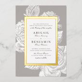 ルクセバラフローラ金ゴールドヴィンテージ結婚植物学 箔招待状 (正面)