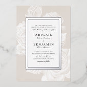 ルクセバラフローラ銀ヴィンテージ植物学結婚の 箔招待状 (正面)