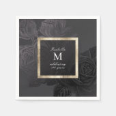 ルクセバラブラックヴィンテージ植物学ブライダルシャワー スタンダードカクテルナプキン (正面)