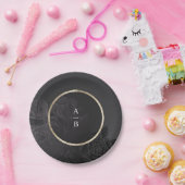 ルクセバラブラックヴィンテージ結婚ボタニカルモノグラム ペーパープレート (パーティー)