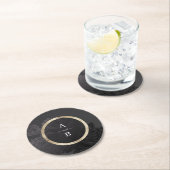 ルクセバラブラックヴィンテージ結婚ボタニカルモノグラム ラウンドペーパーコースター (インサイチュ)