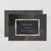 ルクセバラブラック金ゴールドヴィンテージ結婚植物学 サンキューカード (正面/裏面)