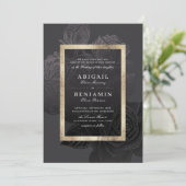 ルクセバラブラック金ゴールドヴィンテージ結婚植物学 招待状 (スタンド正面)