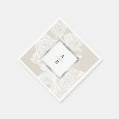 ルクセバラ中性ヴィンテージフローラ結婚ズモノグラム スタンダードカクテルナプキン (角)