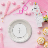 ルクセバラ中性ヴィンテージフローラ結婚ズモノグラム ペーパープレート (パーティー)