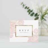 ルクセバラ赤面金ゴールドヴィンテージウェディングRSVP インビテーションポストカード (スタンド正面)