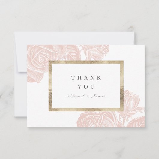 ルクセバラ赤面金ゴールドヴィンテージ結婚植物学 サンキューカード (正面)