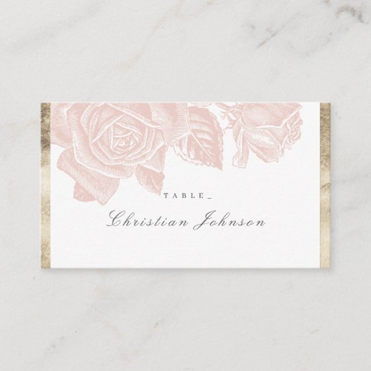 ルクセバラ赤面金ゴールドヴィンテージ結婚植物学 プレイスカード (正面)