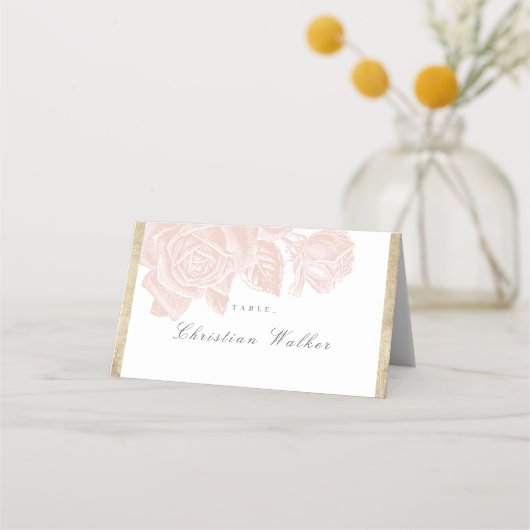 ルクセバラ赤面金ゴールドヴィンテージ結婚植物学 プレイスカード (正面)