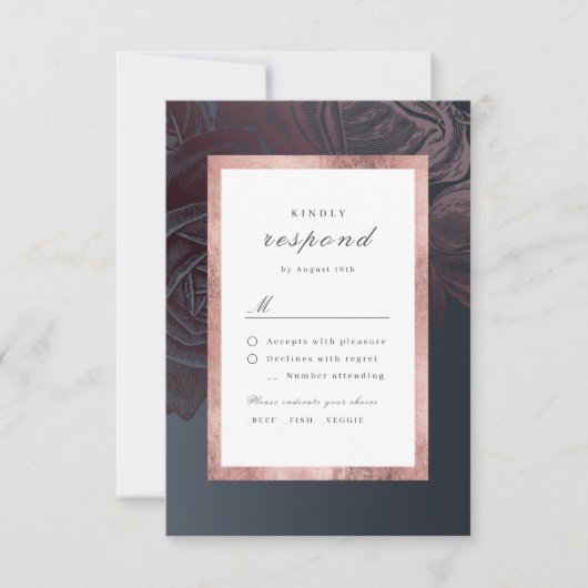 ルクセバラ金ゴールドムーディーズヴィンテージ結婚植物学 出欠カード (正面)