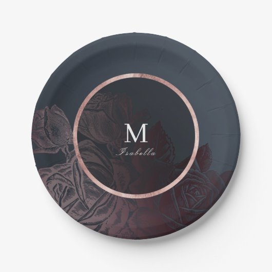 ルクセバラ金ゴールドヴィンテージ植物学ブライダルシャワー ペーパープレート (正面)