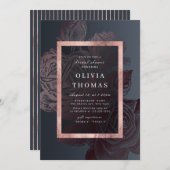 ルクセバラ金ゴールドヴィンテージ植物学ブライダルシャワー 招待状 (正面/裏面)