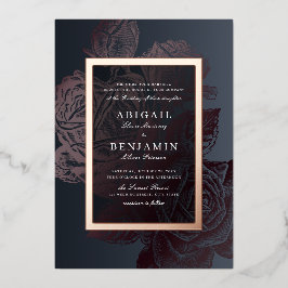 ルクセバラ金ゴールドヴィンテージ植物性結婚フローラ 箔招待状