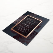 ルクセバラ金ゴールドヴィンテージ植物性結婚フローラ 箔招待状 (回転した状態)