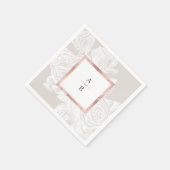 ルクセバラ金ゴールドヴィンテージ植物性結婚モノグラム スタンダードカクテルナプキン (角)