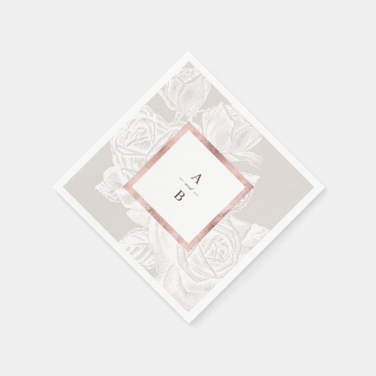 ルクセバラ金ゴールドヴィンテージ植物性結婚モノグラム スタンダードカクテルナプキン (角)