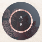 ルクセバラ金ゴールドヴィンテージ植物性結婚モノグラム ラウンドペーパーコースター (正面)