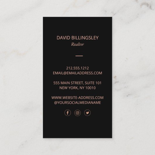 ルクセバラ金ゴールド骨格鍵モノグラム不動産仲介業者 名刺 (裏面)