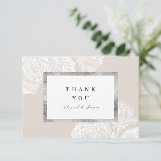 ルクセバラ銀ニュートラルヴィンテージボタニッ結婚クス サンキューカード (スタンド正面)