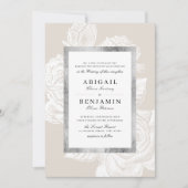 ルクセバラ銀ニュートラルヴィンテージボタニッ結婚クス 招待状 (正面)