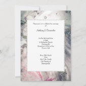 ルクセピンクマーブルグリッター結婚式招待状 招待状 (正面)