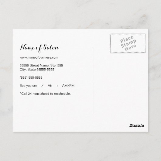 ルクセフェイクシルバー女性メイクアップアポイントメントアラーム ポストカード (裏面)