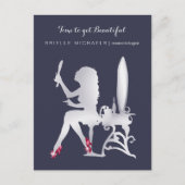 ルクセフェイクシルバー女性メイクアップアポイントメントアラーム ポストカード (正面)