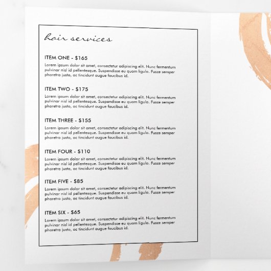 ルクセフェイクバラ金ゴールド色彩の鮮やか円のロゴパンフレット 三つ折りカード (内部最初)