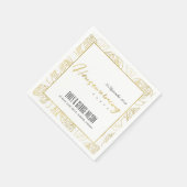 ルクセフェイク金ゴールドホワイトローズフローラ引っ越し祝いパーティー スタンダードカクテルナプキン (角)