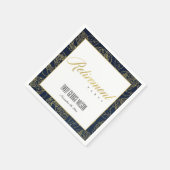 ルクセフェイク金ゴールドホワイト海軍バラフローラ退職 スタンダードカクテルナプキン (角)