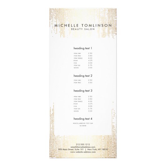 ルクセフェイク金ゴールド紙吹雪雨パターン ラックカード (正面)