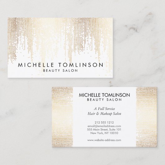 ルクセフェイク金ゴールド紙吹雪雨パターン 名刺 (正面/裏面)