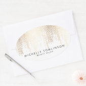 ルクセフェイク金ゴールド紙吹雪雨パターン 楕円形シール (封筒)