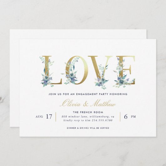 ルクセフローラ婚約パーティ招待状 招待状 (正面/裏面)