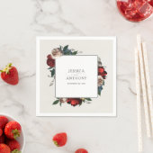 ルクセフローラ結婚ズブルゴーニュ赤とピンク スタンダードカクテルナプキン (インサイチュ)