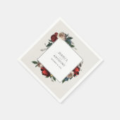 ルクセフローラ結婚ズブルゴーニュ赤とピンク スタンダードカクテルナプキン (角)