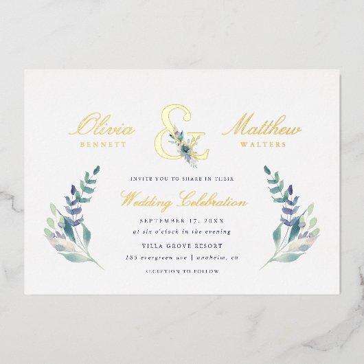 ルクセフローラ結婚フォイル招待状 箔招待状 (正面)