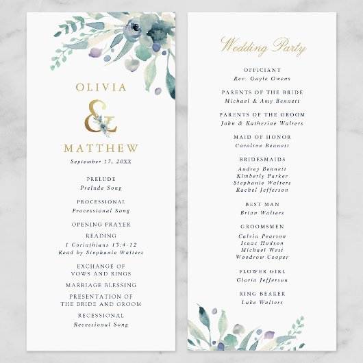 ルクセフローラ結婚式プログラム メニュー