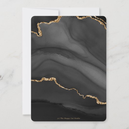 ルクセブラックアガテマーブル金ゴールドグリッター40th誕生日 招待状 (裏面)