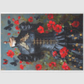 ルクセブラックゴシックコルセットマネキンレッドフローラデコ 薄葉紙 (正面)