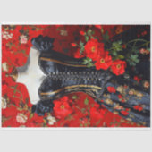 ルクセブラックゴシックコルセットマネキンレッドフローラデコ 薄葉紙 (正面)