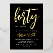 ルクセブラックゴールドエレガントフォイル40歳の誕生日 箔招待状 (正面)