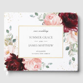 ルクセブルゴーニュ赤面ピンクローズフローラ結婚ズ ゲストブック (正面)