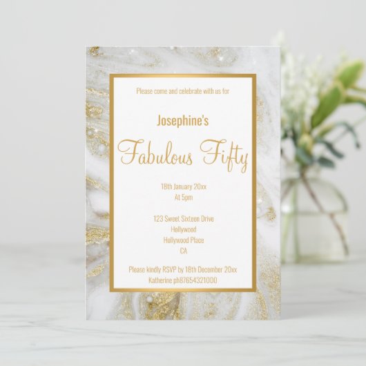 ルクセマーブルパール金ゴールド抽象芸術カスタム招待状 招待状 (スタンド正面)