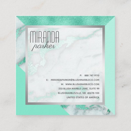ルクセミント大理石幾何正方形名刺 スクエア名刺 (裏面)