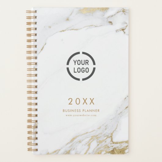 ルクセモダン・フェイク金ゴールド大理石の会社のロゴ プランナー手帳 (正面)